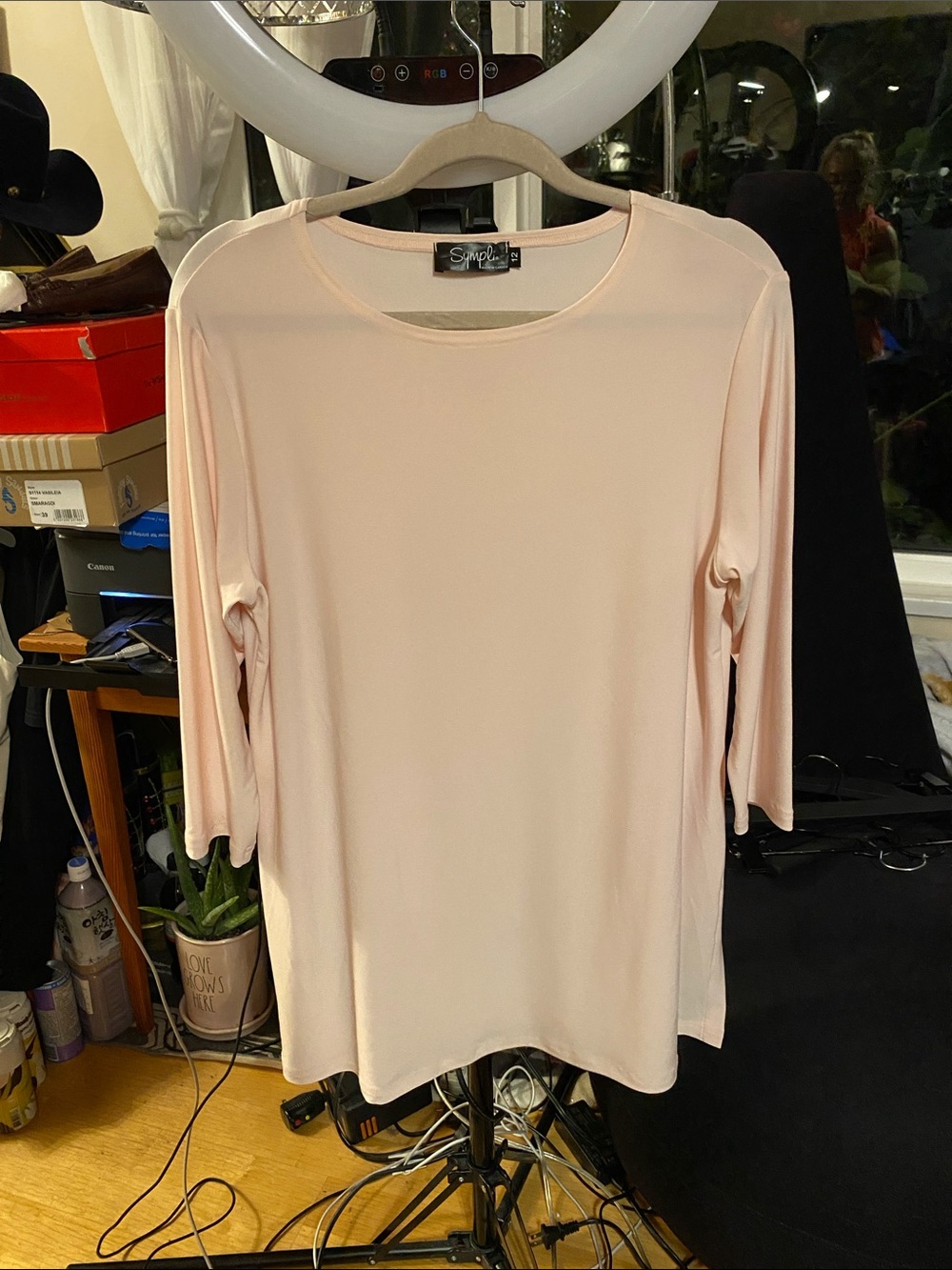 Sympli Pale Pink Long Sleeve Crewneck Top